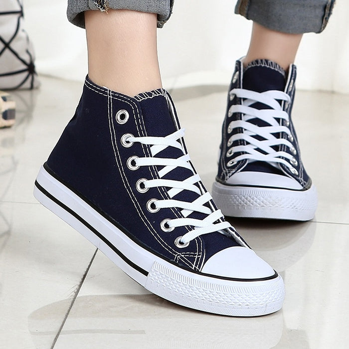 Four Seasons Men's High Top Canvas Shoes New Fashion Trendy Korean Breathable Student Board Shoes