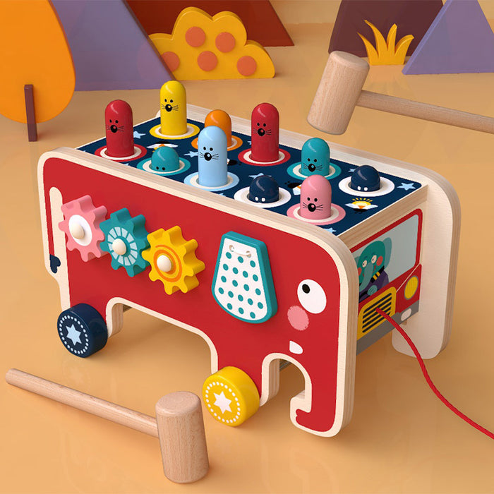 Montessori crianças crianças banco de madeira batendo animal ônibus brinquedos conjunto educacional precoce presentes para crianças brinquedo instrumento musical