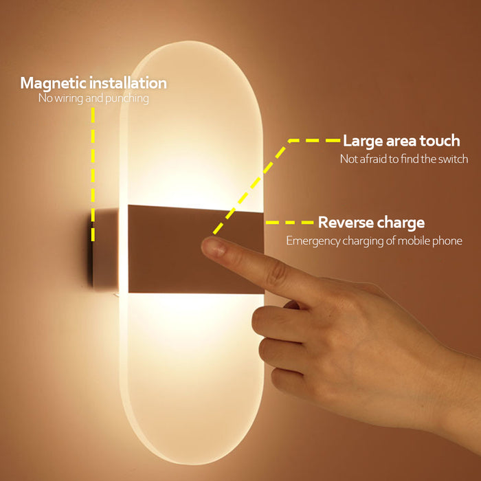 Luces de pared recargables por USB, iluminación con Sensor de movimiento interior para el hogar, lámpara de noche para dormitorio, luces decorativas para pasillo y escalera, lámpara de pared