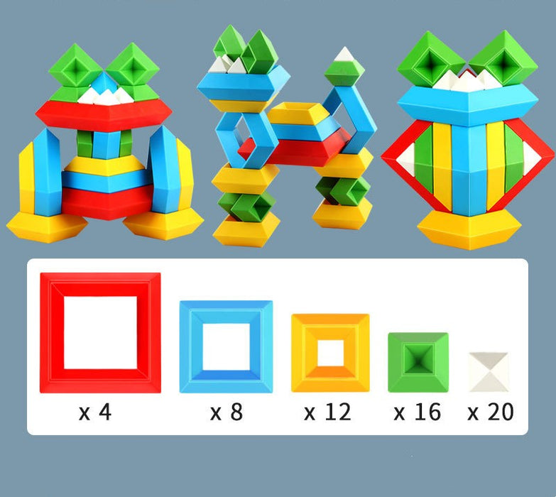 Anillo de torre de arcoíris para niños, conjunto cognitivo de madera de Color Jenga, formas, bloques de construcción, juguetes educativos Montessori para niños