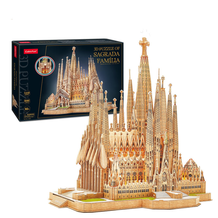 Le Cube Sagrada Familia Cathedral LED Version Of 3D Stereo Puzzle Hand-made Difficult Church Puzzle