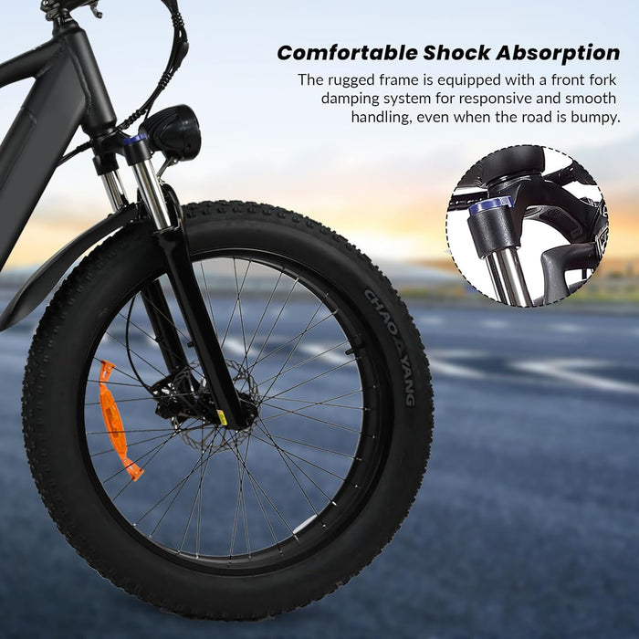500W Motor Electric Bike For Adults - 25MPH Speed Removable Battery 48V 12AH, 26 Inches Fat-Tire Electric Bicycle