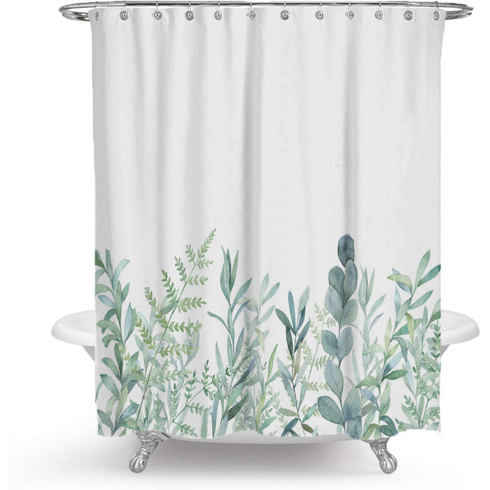 Cortina de ducha de planta floral de color, poliéster, cortina de baño
