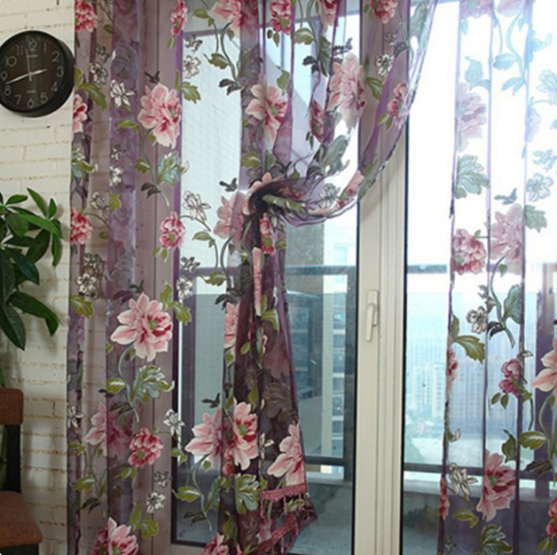 Flor moderna e simples florescendo rica e honrada grande peônia jacquard cortina de tela de janela queimada