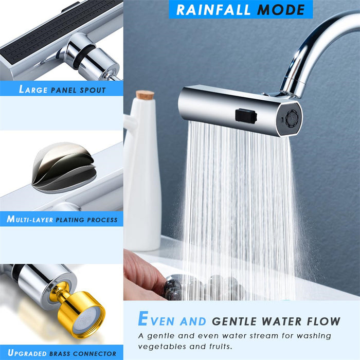 Rubinetto della cucina Uscita a cascata A prova di spruzzi Gorgogliatore rotante universale Prolunga ugello acqua multifunzionale Gadget da cucina