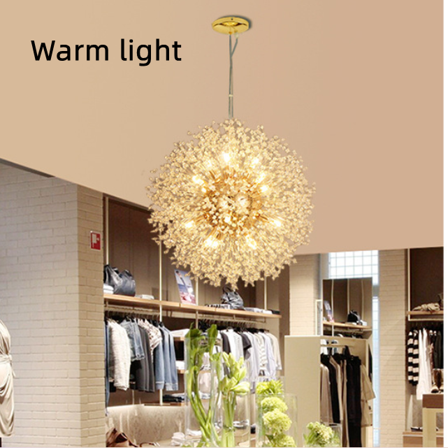 Lámpara de araña de cristal de diente de león para restaurante, dormitorio, tienda de ropa, iluminación