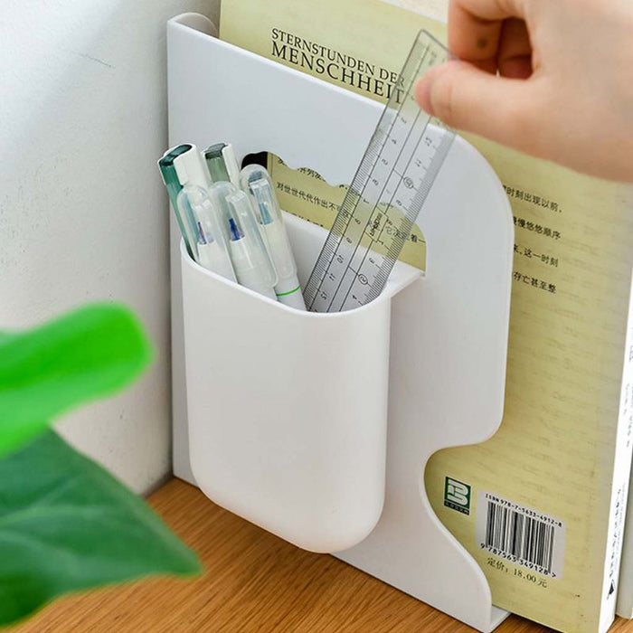 Retractable Bookends For Shelves Book Support Stand Adjustable Bookshelf With Pen Holder Desk Organizer Office Accessories