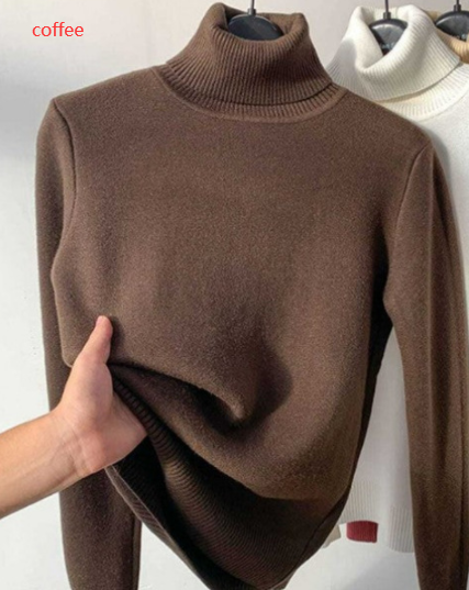 Suéter de invierno con cuello de tortuga para mujer, Jersey de punto grueso y cálido elegante, prendas de punto básicas sueltas