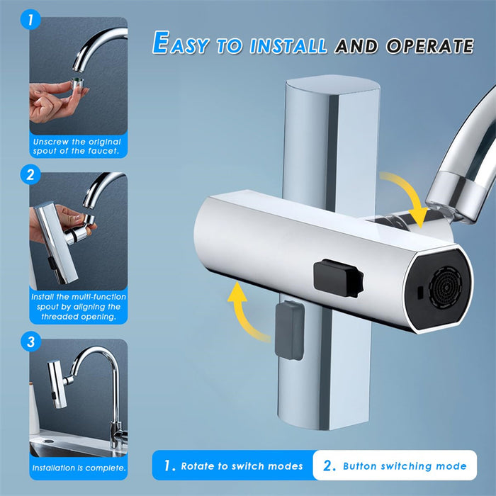 Rubinetto della cucina Uscita a cascata A prova di spruzzi Gorgogliatore rotante universale Prolunga ugello acqua multifunzionale Gadget da cucina