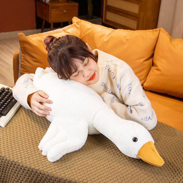 Almohada de muñeca de ganso blanco grande, juguete de peluche para dormir