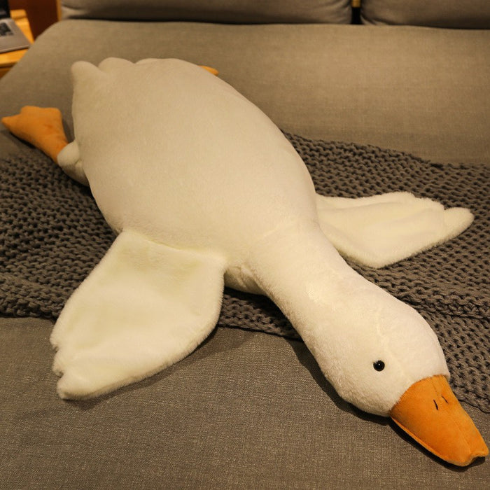 Almohada de muñeca de ganso blanco grande, juguete de peluche para dormir