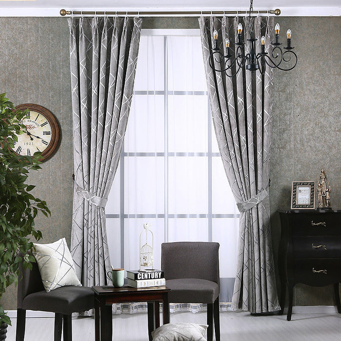 Cortinas opacas de chenilla para sala de estar, luz moderna, sencilla, de color sólido