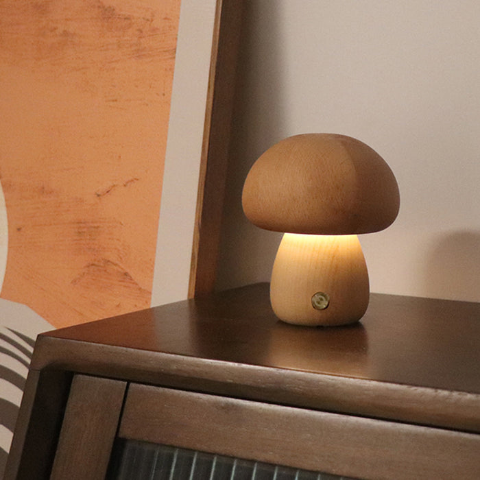 INS en bois mignon champignon LED veilleuse avec interrupteur tactile lampe de Table de chevet pour chambre chambre d'enfants dormir lampes de nuit décor à la maison
