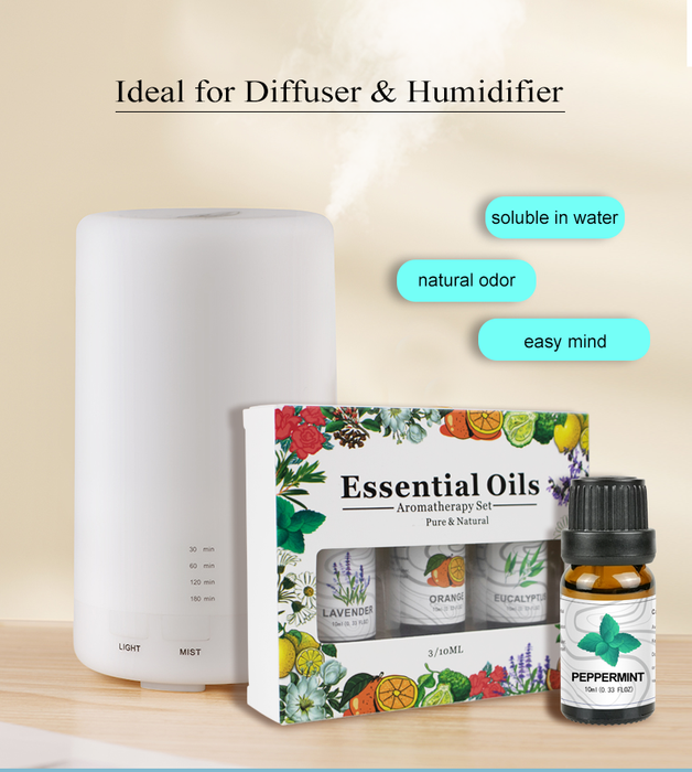 Confezione da 3 - Set regalo di oli essenziali per aromaterapia per umidificatori, diffusori d'olio