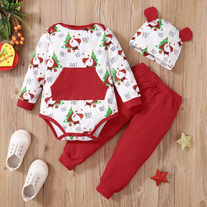 Conjunto de chapéu listrado de alce de Natal infantil