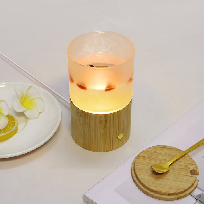 Vara de madeira de bambu série termostática copo de água luz noturna de toque de três velocidades