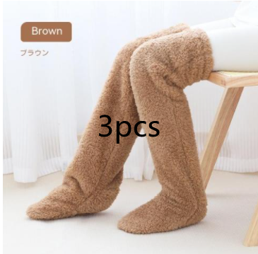 Chaussettes longues et pelucheuses au-dessus du genou, bas chauds et froids pour l'hiver, bas résistants au froid, pour dormir au sol de la maison