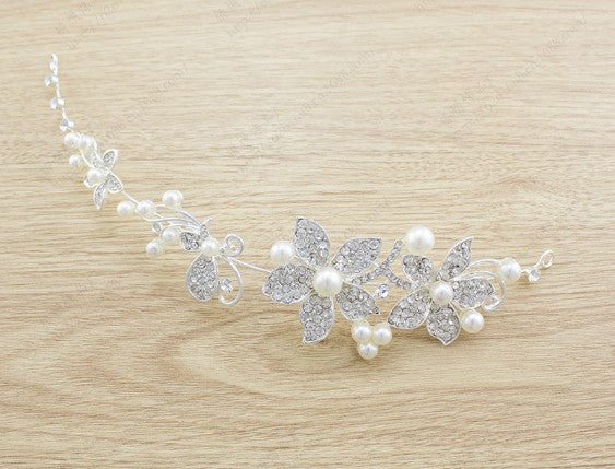 Butterfly Bridal Jewelry Set Pearl Jewelry Three-piece Bridal Jewelry Set Elegant Necklace, Earrings & Headpiece Bridal Jewelry Set