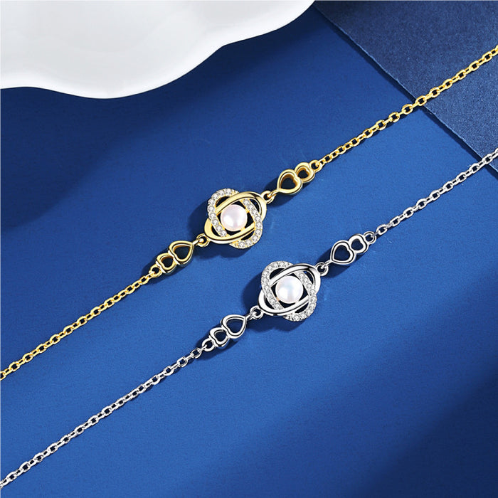 Mode Vierblättriges Kleeblatt Perlenkette Schlüsselbein Kette Anhänger Schmuck