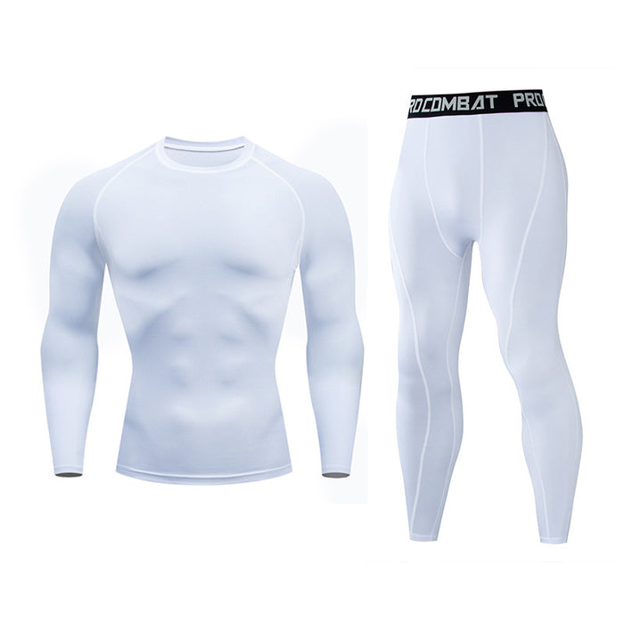 Fitness suit men's gym sports tights long-sleeved trousers quick-drying clothing basketball training equipment winter