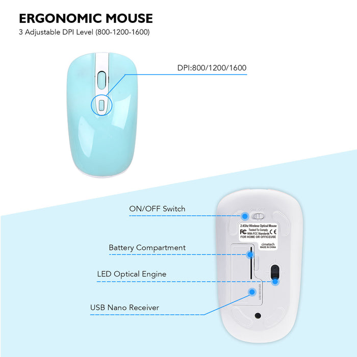 Fashion Wireless Keyboard Mouse Set 2.4G Thin Desktop Laptop Accessories