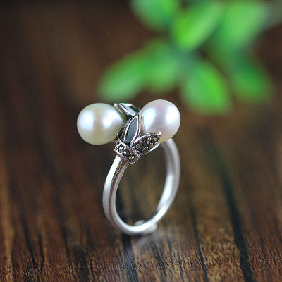 S925 silver jewelry freshwater pearl ring