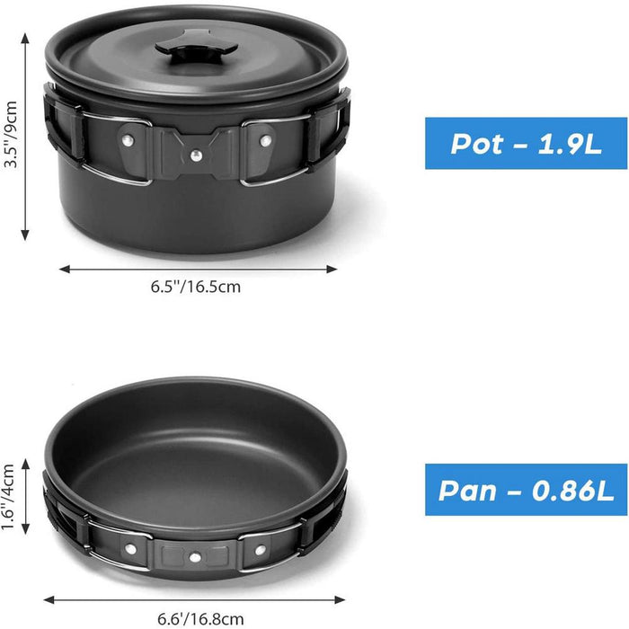 Camping Cookware Portable Pot Pan Teaport Set Folding Outdoor