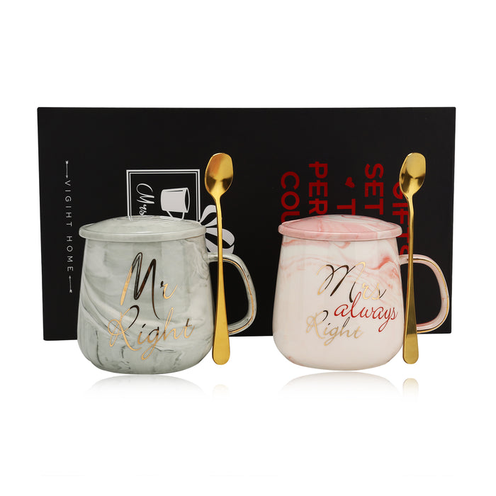 Mr Right Mrs Always Right Pair of Coffee Cups - Bridal Shower Wedding