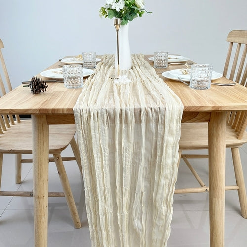 Gauze Wedding Table Runner Semi-Transparent Vintage Cheesecloth Table Runner