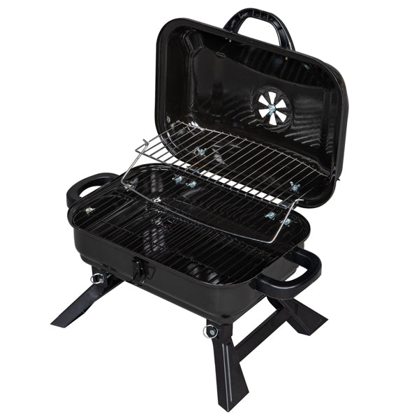 Portable Charcoal Grill BBQ and Smoker with Lid Folding Table Grill