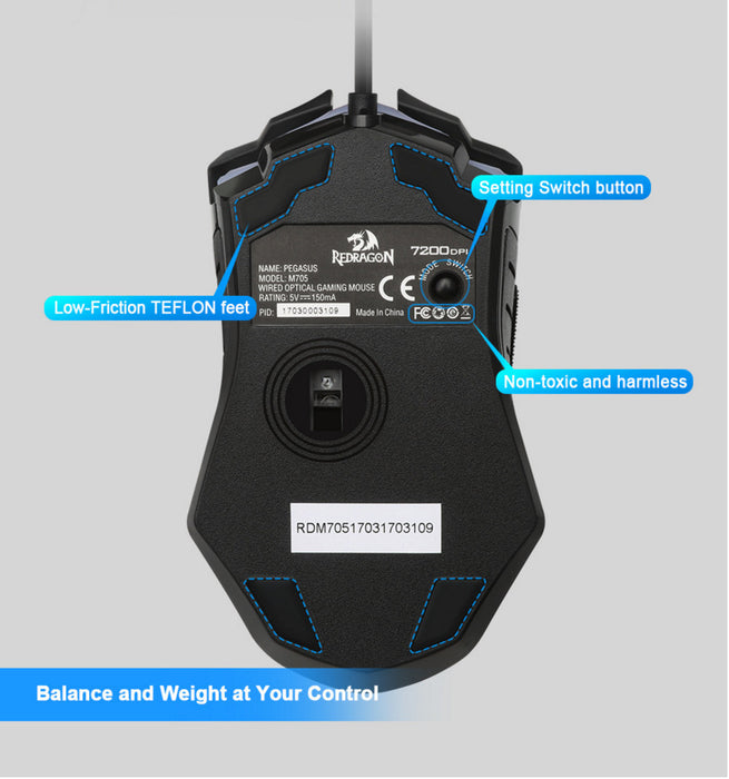 M705USB Wired Gaming Mouse for Desktop and Laptop Computers